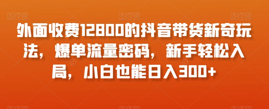 外面收费12800的抖音带货新奇玩法，爆单流量密码，新手轻松入局，小白也能日入300+【揭秘】-观棋网创