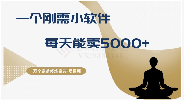 十万个富翁修炼宝典之17.一个刚需小软件，每天能卖5000+-观棋网创