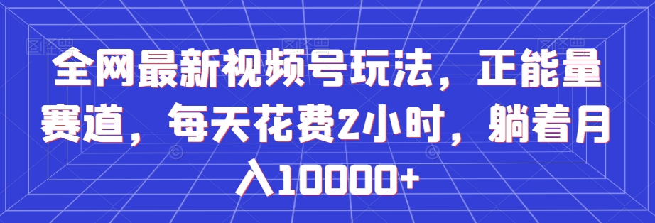 全网最新视频号玩法，正能量赛道，每天花费2小时，躺着月入10000+【揭秘】-观棋网创