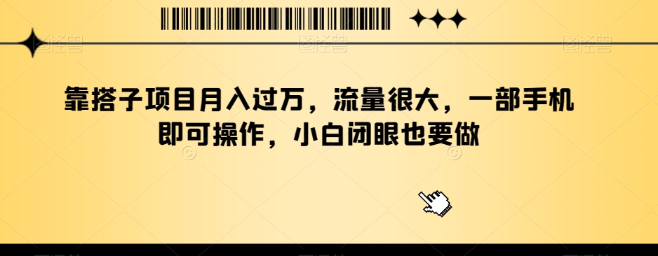 靠搭子项目月入过万，流量很大，一部手机即可操作，小白闭眼也要做-观棋网创