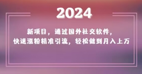 2024新项目，通过国外社交软件，快速涨粉精准引流，轻松做到月入上万【揭秘】-观棋网创