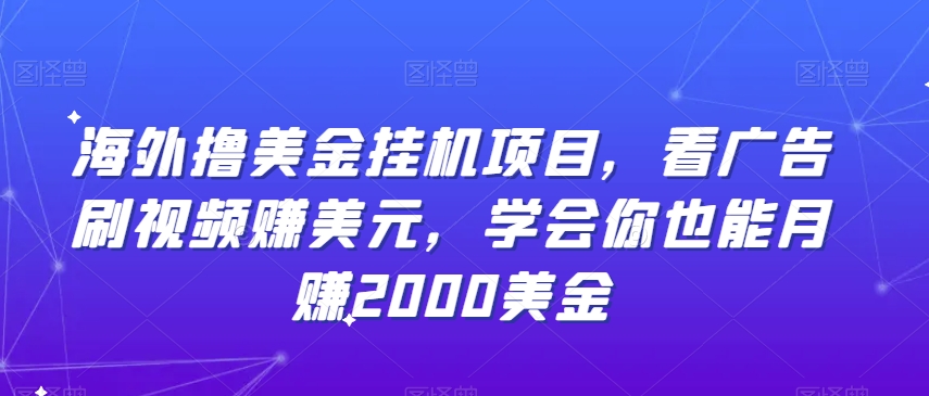 海外撸美金挂机项目，看广告刷视频赚美元，学会你也能月赚2000美金-观棋网创