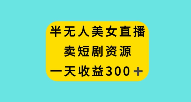 半无人美女直播，卖短剧资源，一天收益300+【揭秘】-观棋网创