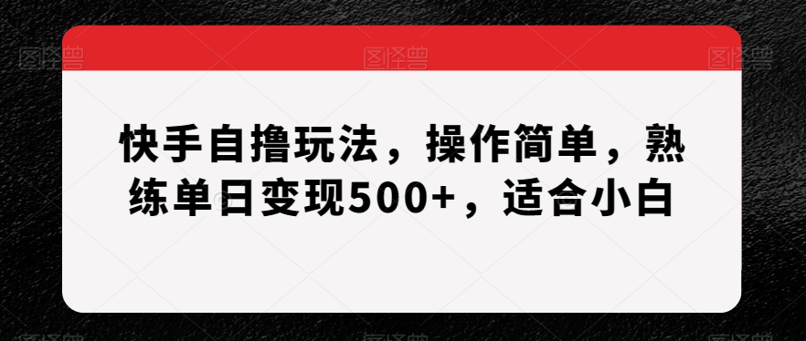 快手自撸玩法，操作简单，熟练单日变现500+，适合小白【揭秘】-观棋网创