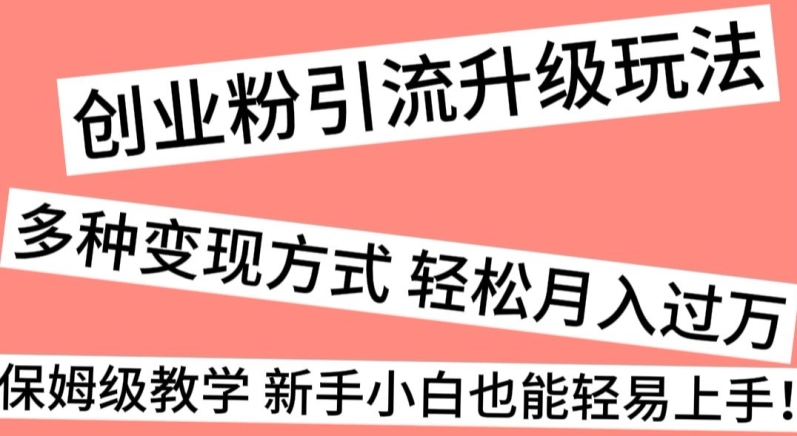 创业粉引流升级玩法，多种变现方式轻松月入过万，保姆级教学新手小白也能轻易上手！-观棋网创