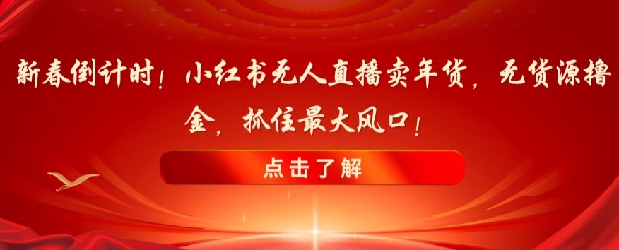 新春倒计时！小红书无人直播卖年货，无货源撸金，抓住最大风口【揭秘】-观棋网创