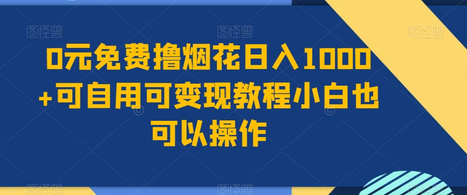 0元免费撸烟花日入1000+可自用可变现教程小白也可以操作，永久免费更新链接-观棋网创
