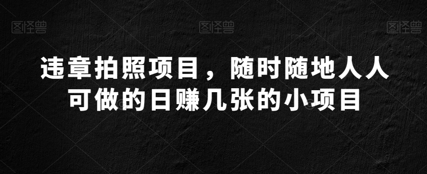 违章拍照项目，随时随地人人可做的日赚几张的小项目-观棋网创