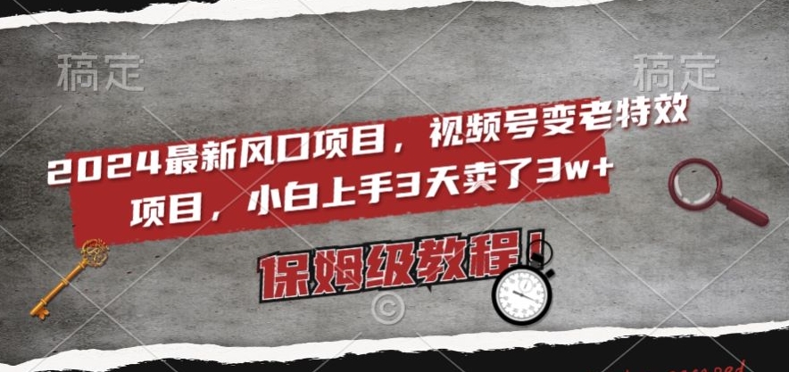 2024最新风口项目，视频号变老特效项目，电脑小白上手3天卖了3w+，保姆级教程【揭秘】-观棋网创