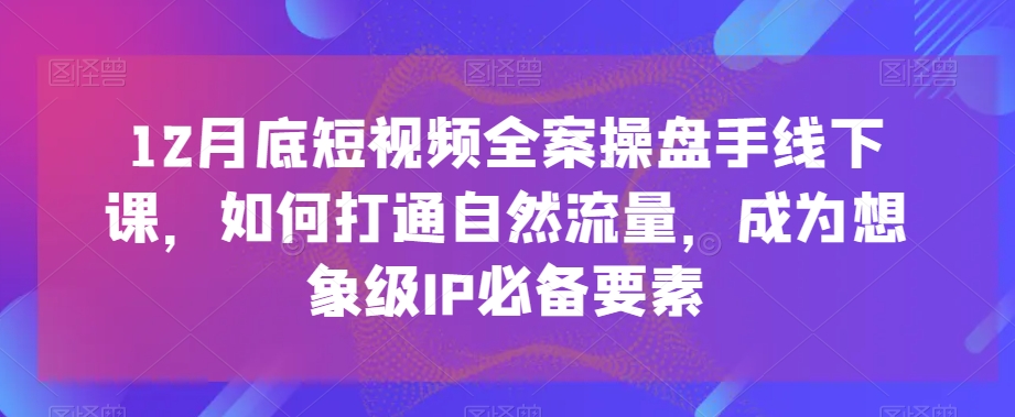12月底短视频全案操盘手线下课，如何打通自然流量，成为想象级IP必备要素-观棋网创
