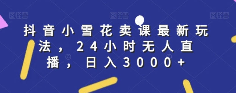 抖音小雪花卖课最新玩法，24小时无人直播，日入3000+【揭秘】-观棋网创