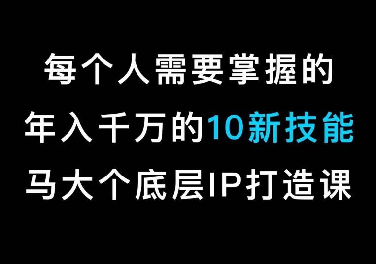 马大个的IP底层逻辑课，​每个人需要掌握的年入千万的10新技能，约会底层IP打造方法！-观棋网创