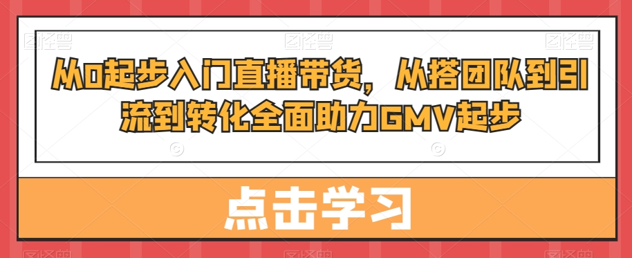 从0起步入门直播带货，​从搭团队到引流到转化全面助力GMV起步-观棋网创