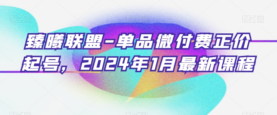 臻曦联盟-单品微付费正价起号，2024年1月最新课程-观棋网创