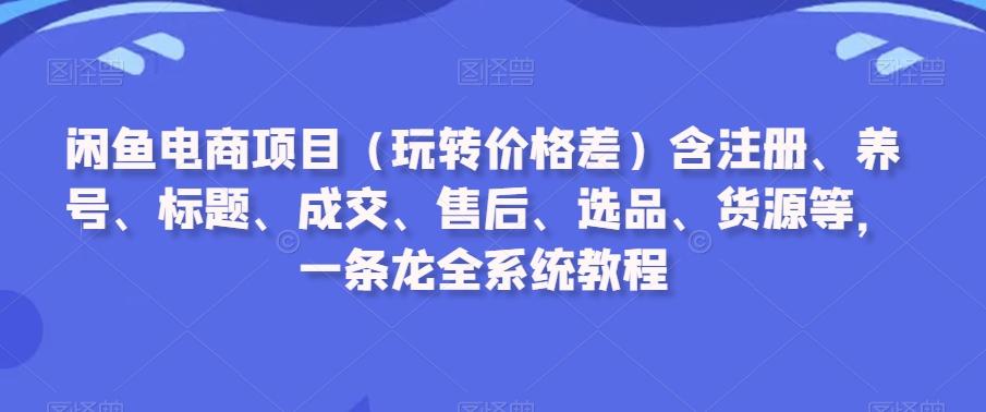 闲鱼电商项目(玩转价格差)含注册、养号、标题、成交、售后、选品、货源等，一条龙全系统教程-观棋网创