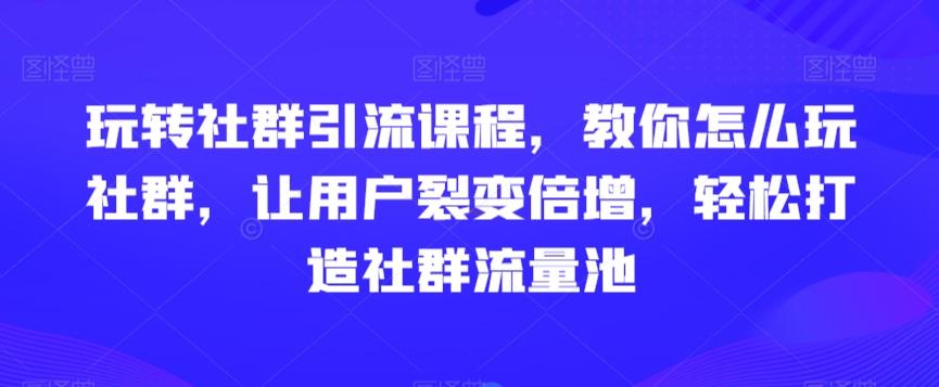 玩转社群引流课程，教你怎么玩社群，让用户裂变倍增，轻松打造社群流量池-观棋网创