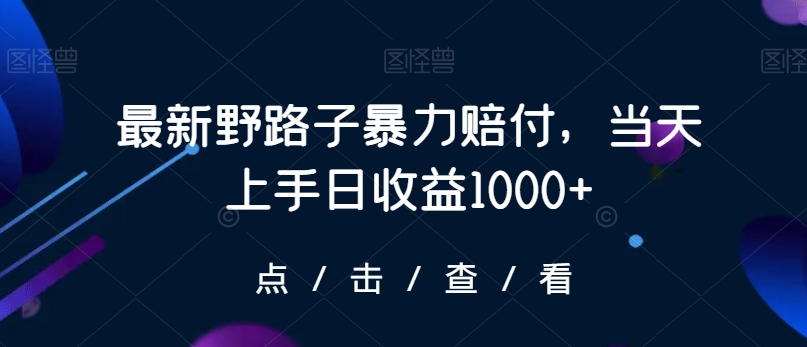 最新野路子暴力赔付，当天上手日收益1000+【仅揭秘】-观棋网创
