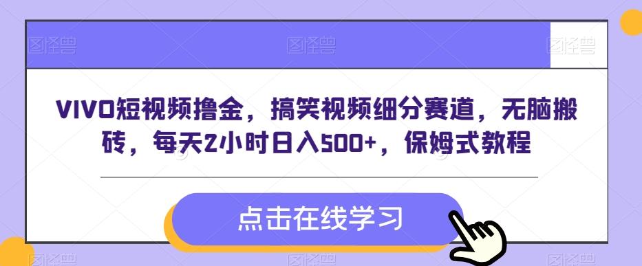 VIVO短视频撸金，搞笑视频细分赛道，无脑搬砖，每天2小时日入500+，保姆式教程-观棋网创