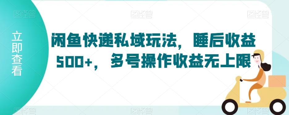 闲鱼快递私域玩法，睡后收益500+，多号操作收益无上限【揭秘】-观棋网创
