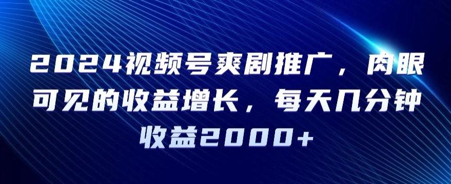 2024视频号爽剧推广，肉眼可见的收益增长，每天几分钟收益2000+【揭秘】-观棋网创