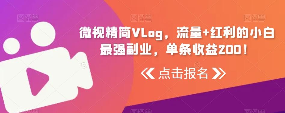 微视精简Vlog，流量+红利的小白最强副业，单条收益200！-观棋网创