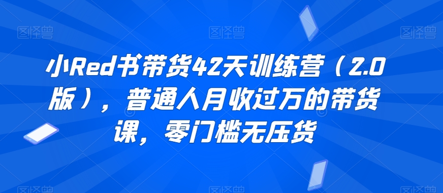 小Red书带货42天训练营(2.0版)，普通人月收过万的带货课，零门槛无压货-观棋网创