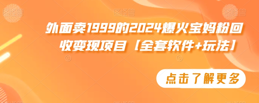 外面卖1999的2024爆火宝妈粉回收变现项目【全套软件+玩法】【揭秘】-观棋网创