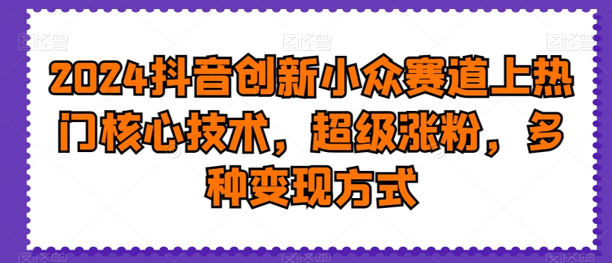 2024抖音创新小众赛道上热门核心技术，超级涨粉，多种变现方式【揭秘】-观棋网创