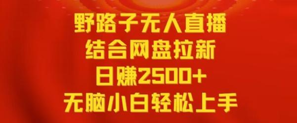 野路子无人直播结合网盘拉新，日赚2500+，小白无脑轻松上手【揭秘】-观棋网创
