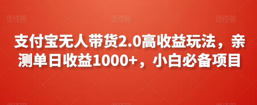 支付宝无人带货2.0高收益玩法，亲测单日收益1000+，小白必备项目【揭秘】-观棋网创