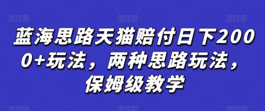 蓝海思路天猫赔付日下2000+玩法，两种思路玩法，保姆级教学【仅揭秘】-观棋网创