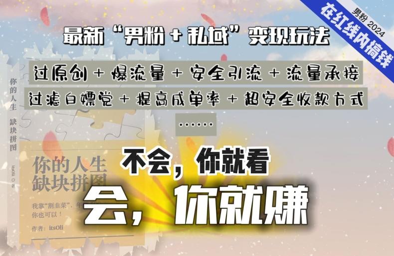 2024，“男粉+私域”还是最耐造、最赚、最轻松、最愉快的变现方式【揭秘】-观棋网创