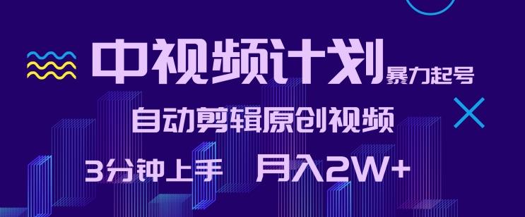 中视频计划暴力起号，自动剪辑原创视频，3分钟上手，月入2W+【揭秘】-观棋网创