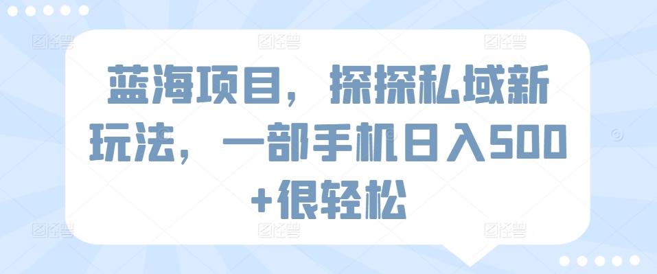 蓝海项目，探探私域新玩法，一部手机日入500+很轻松【揭秘】-观棋网创