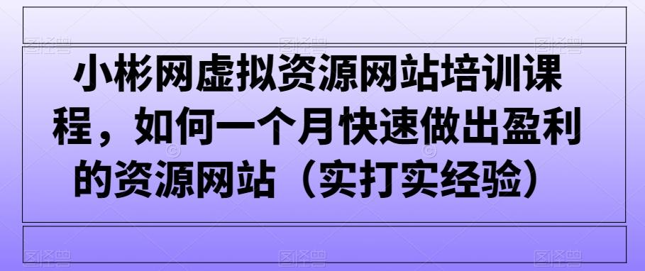 小彬网虚拟资源网站培训课程，如何一个月快速做出盈利的资源网站(实打实经验)-观棋网创
