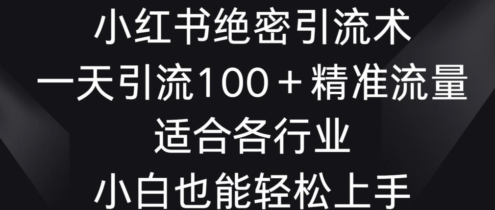 小红书绝密引流术，一天引流100+精准流量，适合各个行业，小白也能轻松上手【揭秘】-观棋网创