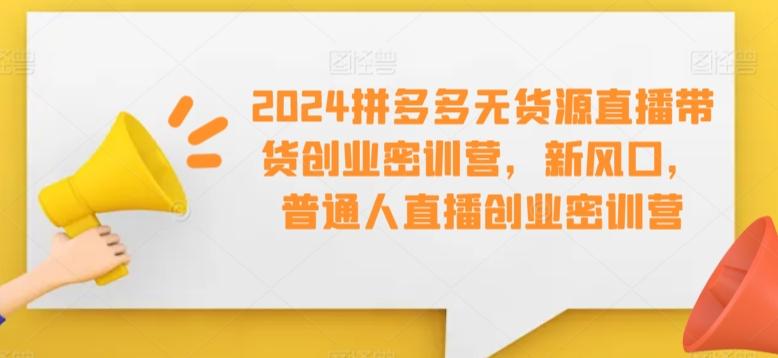 2024拼多多无货源直播带货创业密训营，新风口，普通人直播创业密训营-观棋网创