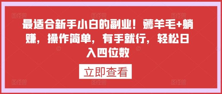 最适合新手小白的副业！薅羊毛+躺赚，操作简单，有手就行，轻松日入四位数【揭秘】-观棋网创