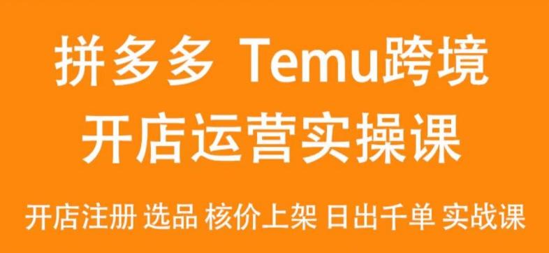 2024Temu最新玩法，Temu跨境开店运营实操课，开店注册/选品/核价上架/日出千单实战课-观棋网创