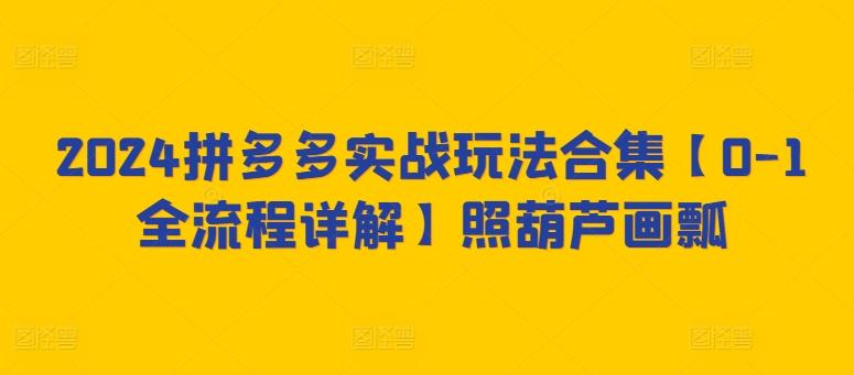2024拼多多实战玩法合集【0-1全流程详解】照葫芦画瓢-观棋网创