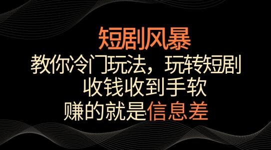 短剧风暴，教你冷门玩法，玩转短剧，收钱收到手软【揭秘】-观棋网创