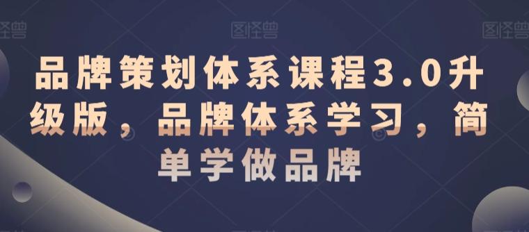 品牌策划体系课程3.0升级版，品牌体系学习，简单学做品牌-观棋网创