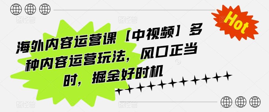 海外内容运营课【中视频】多种内容运营玩法，风口正当时，掘金好时机-观棋网创