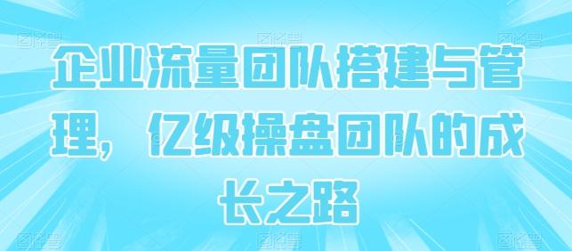 企业流量团队搭建与管理，亿级操盘团队的成长之路-观棋网创