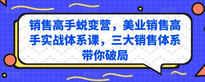 销售高手蜕变营，美业销售高手实战体系课，三大销售体系带你破局-观棋网创