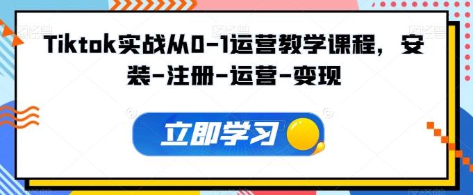 Tiktok实战从0-1运营教学课程，安装-注册-运营-变现-观棋网创