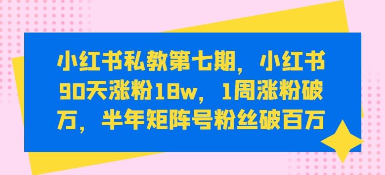小红书私教第七期，小红书90天涨粉18w，1周涨粉破万，半年矩阵号粉丝破百万-观棋网创