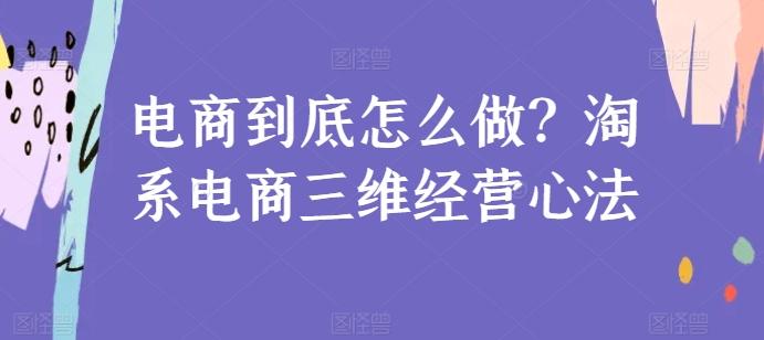 电商到底怎么做？淘系电商三维经营心法-观棋网创