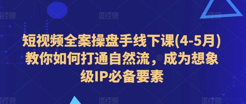 短视频全案操盘手线下课(4-5月)教你如何打通自然流，成为想象级IP必备要素-观棋网创