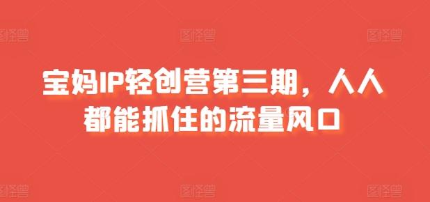 宝妈IP轻创营第三期，人人都能抓住的流量风口-观棋网创